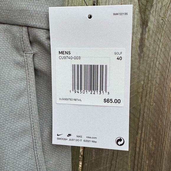 Nike Golf Shorts Dri Fit Gray Size 40 NWT Flat Front Chino Strechy Fabric - Picture 5 of 7